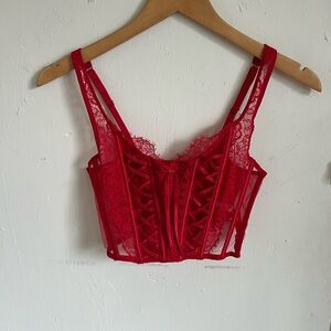 Victoria's Secret Red Lace Bustier Crop Top